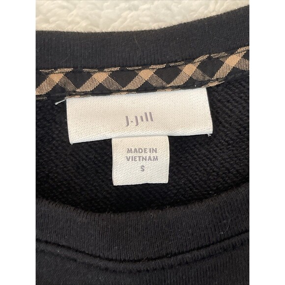 J. Jill Dress Plaid Size S Mixed Media Pocket Flowy Black Checkers Long Sleeve - Picture 4 of 10
